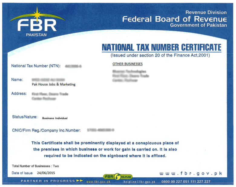 National tax number